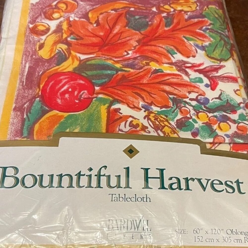 NWT VTG Bardwil Linens Bountiful Harvest Tablecloth Napkin Thanksgiving Autumn